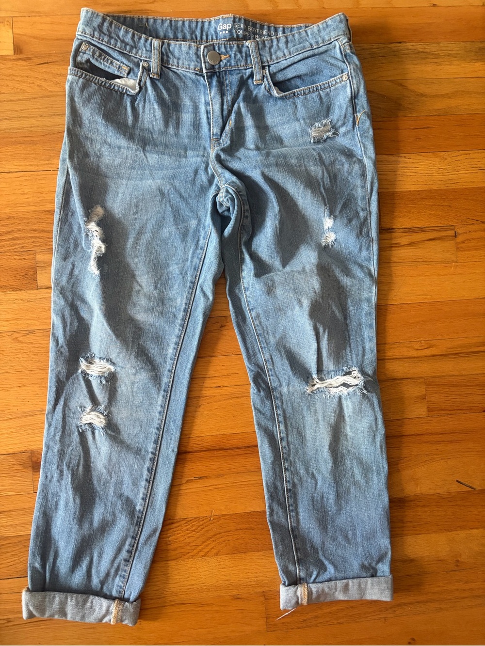 GAP Light Blue Distressed Boyfriend Jeans